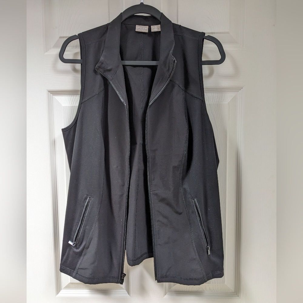 Chico's Elegant Black Zip Vest